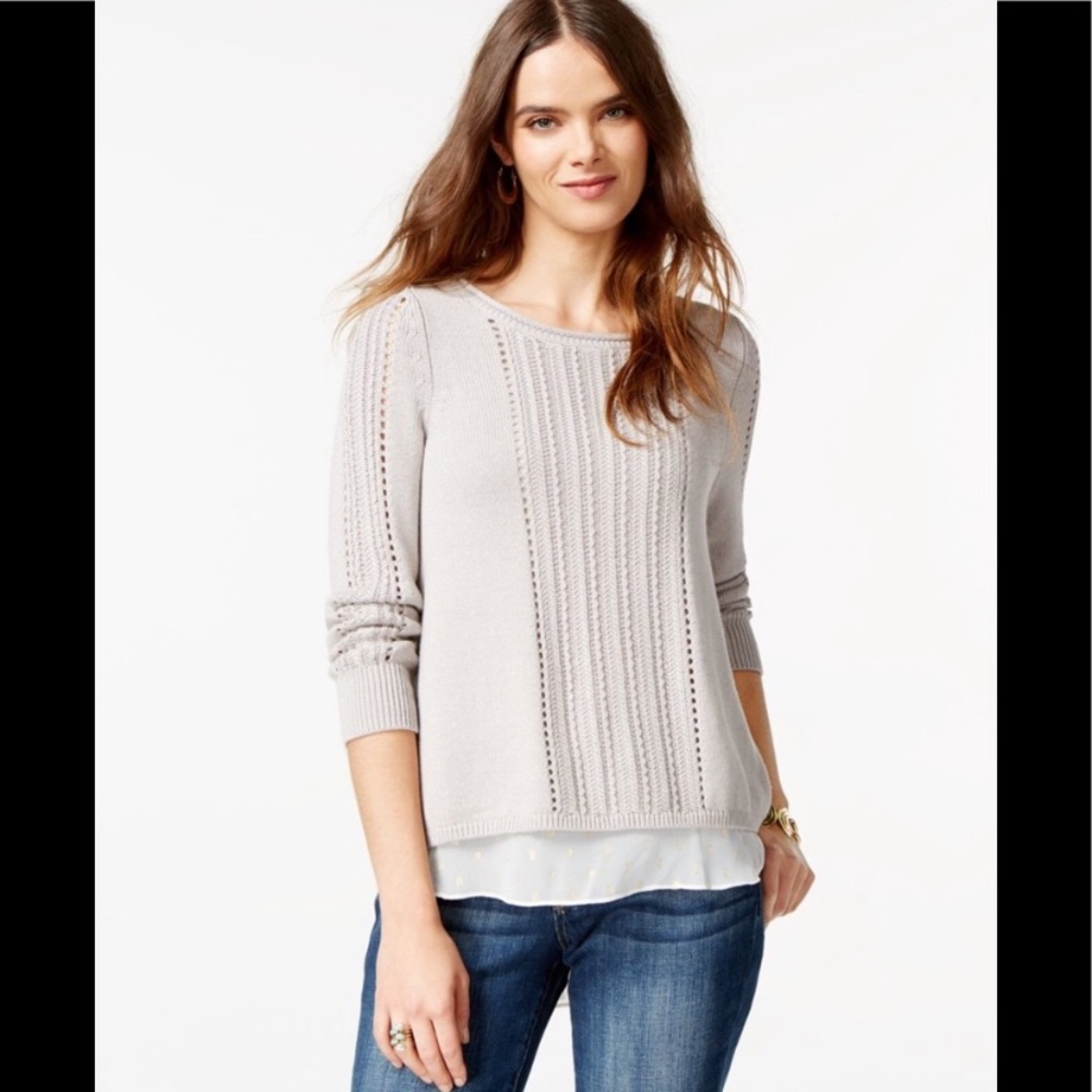 Lucky Brand Open Back Knitted gray sweater